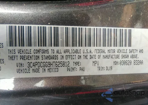 2017 Dodge Journey Crossroad Plus из США, поврежденный, VIN 3C4PDCGG9HT625812